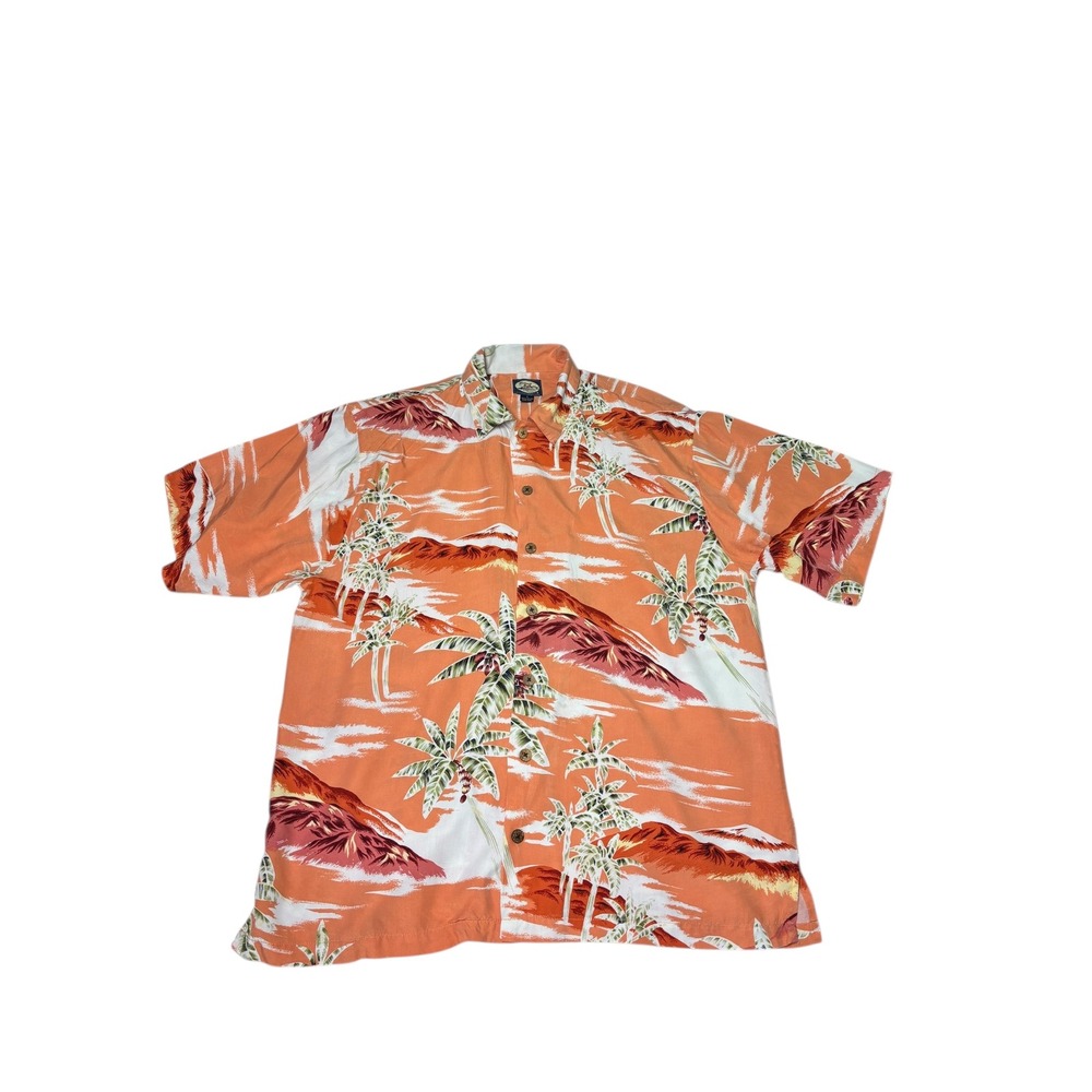 Tommy Bahama Mens Orange Tropical Palm Tree Hawaiian Shirt Size‎ Medium